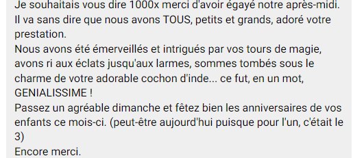 a white text with black text - Avis sur le magicien qui cartonne en alsace